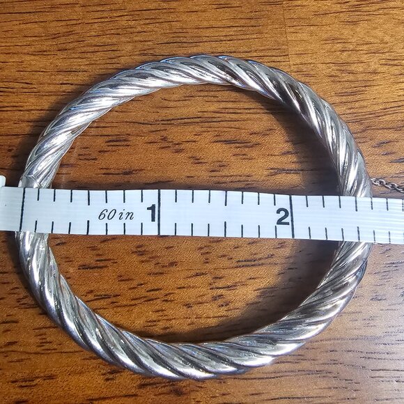 Sterling silver rope chain hinged bracelet - Picture 7 of 7